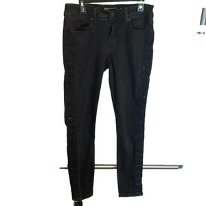 Indigo Rein Black Skinny‎ Jeans with Criss Cross Sides Juniors Size 7 EUC